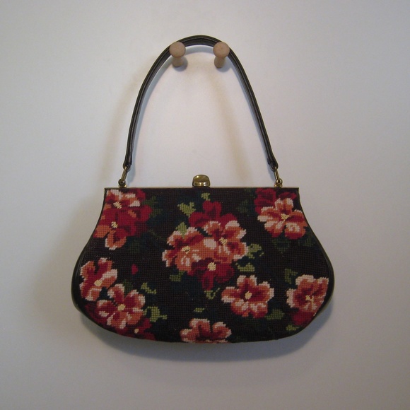 Sentimental Needlepoint & Leather Handbag - Picture 1 of 7